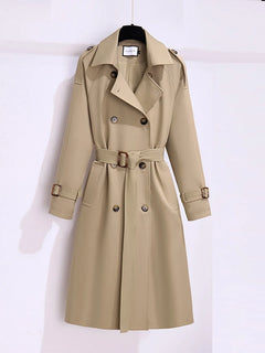 New 2024 Women British Style Windbreaker Streetwear Double Breasted Long Trench Coats Women Elegant Autumn Winter Casual Jackets - Otaj Gifts