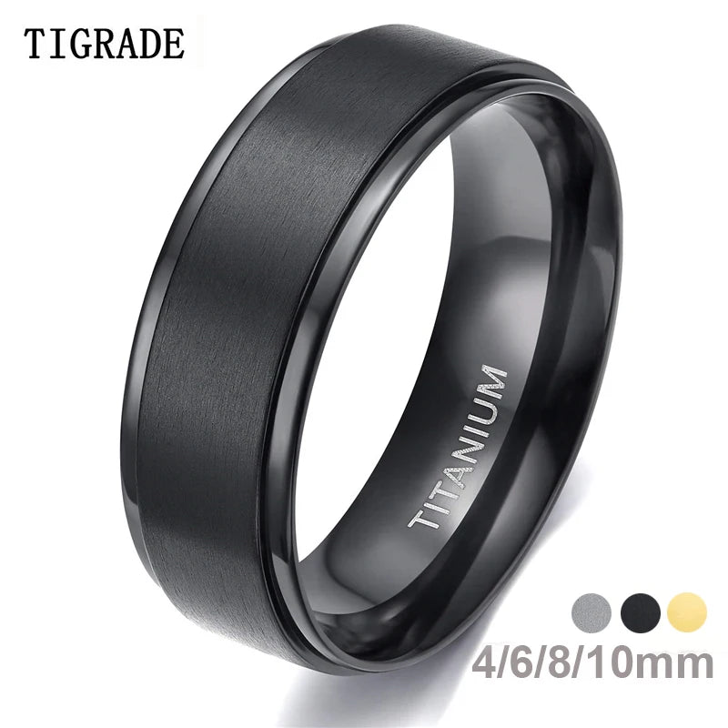 Tigrade 4/6/8/10mm Black Titanium Ring Man Brushed Wedding Band Women Engagement Rings Silver Color Bague Femme anneau bijoux - Otaj Gifts