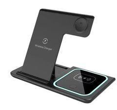 LED Fast Wireless Charger Stand 3 in 1 Foldable Charging Station For iPhone 15 14 13 12 11 Apple Watch 9 8 7 6 5 Airpods Pro - Otaj Gifts