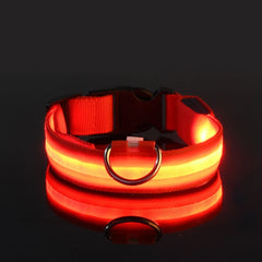 Nylon LED Night Safety Flashing Glow In The Dark Dog Leash Dogs Luminous Fluorescent Pet Dog Collar - Otaj Gifts