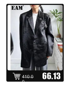 EAM Women Black Irregular Slit Big Size Trench New Stand Collar Long Sleeve Windbreaker Fashion Spring Autumn 2025 1DH0755 - Otaj Gifts