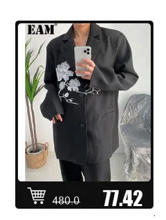 EAM Women Black Irregular Slit Big Size Trench New Stand Collar Long Sleeve Windbreaker Fashion Spring Autumn 2025 1DH0755 - Otaj Gifts