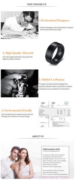 Vnox Twelve Constellations Rings for Men Women 8mm Stainless Steel Anel Male Classic Carbon Fiber 12 Horoscope Ring - Otaj Gifts
