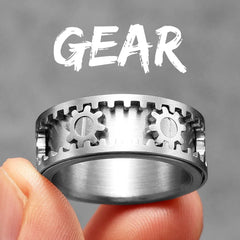 Stainless Steele Fidget Spinner Gemstone Gear Rings for Men or Women - Otaj Gifts
