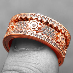 Stainless Steele Fidget Spinner Gemstone Gear Rings for Men or Women - Otaj Gifts