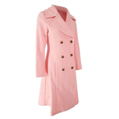 Women Trench New Autumn Winter Pink Coat Fashion Streetwear Suit Collar Button Elegant Lady Coat Trench Slim Versatile Clothing - Otaj Gifts