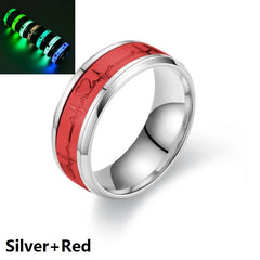 SMJEL Fashion Heartbeat Luminous Ring for Women Men Fluorescent Rings Heart Glow In Dark Stainless Steel Couple Ring JewelryGift - Otaj Gifts
