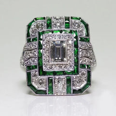 New Ladies Ring Luxury Large Square Jewelry Wedding Artificial Zircon Simple Atmosphere Luxury Party - Otaj Gifts