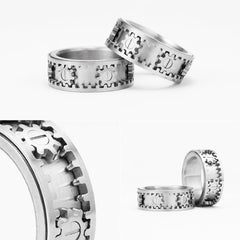 Stainless Steele Fidget Spinner Gemstone Gear Rings for Men or Women - Otaj Gifts