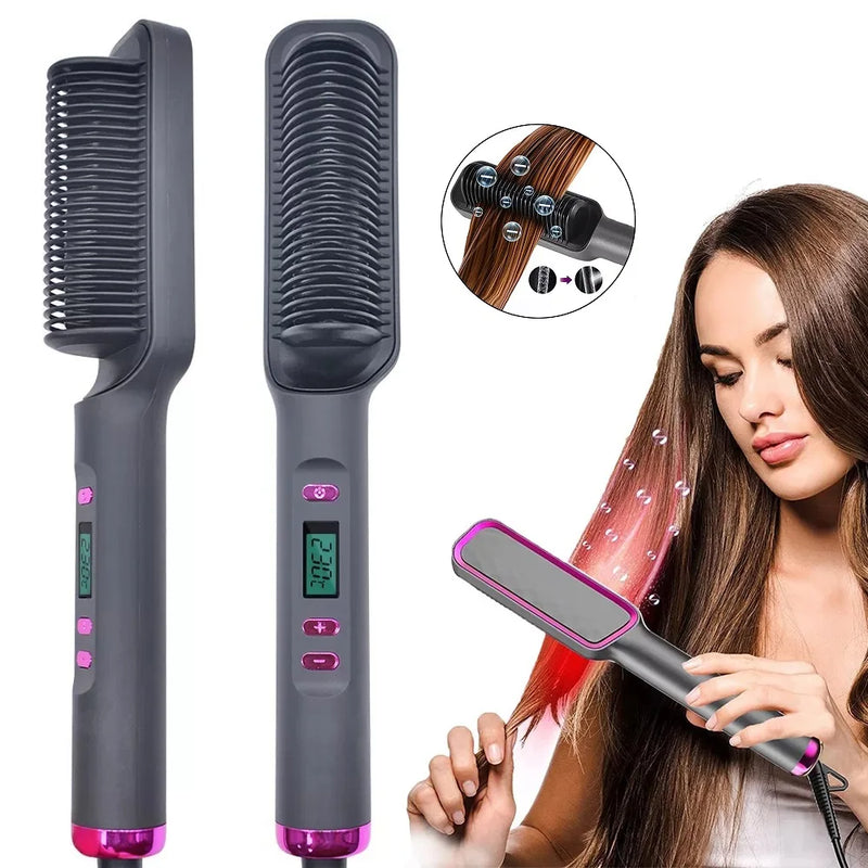 Electric Hot Comb Multifunctional Straight Hair Straightener Comb Negative Ion Anti-Scalding Styling Tool Straightening Brush - Otaj Gifts