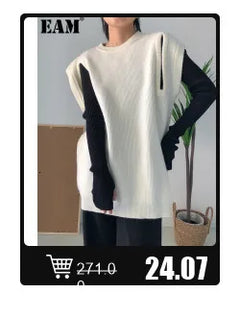 EAM Women Black Irregular Slit Big Size Trench New Stand Collar Long Sleeve Windbreaker Fashion Spring Autumn 2025 1DH0755 - Otaj Gifts