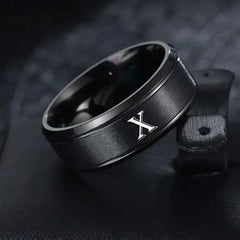 1pc Fashion 26 English Letters Ring With Double Beveled Edges, Men's Stainless Steel Ring - Otaj Gifts