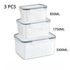 1/2/3pcs Refrigerator Storage Box Fridge Organizer Fresh Vegetable Fruit Drain Basket Storage Container Pantry Kitchen Organizer - Otaj Gifts
