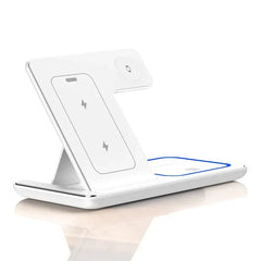 LED Fast Wireless Charger Stand 3 in 1 Foldable Charging Station For iPhone 15 14 13 12 11 Apple Watch 9 8 7 6 5 Airpods Pro - Otaj Gifts