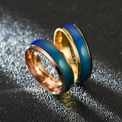 5 Colors Stainless Steel Changing Color Rings Mood Emotion Feeling Temperature Ring for Women Men Couples Ring Tone Jewelry Gift - Otaj Gifts