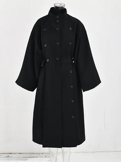 EAM Women Black Irregular Slit Big Size Trench New Stand Collar Long Sleeve Windbreaker Fashion Spring Autumn 2025 1DH0755 - Otaj Gifts