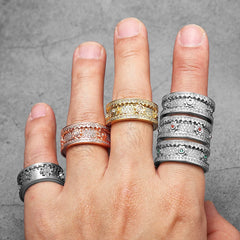 Stainless Steele Fidget Spinner Gemstone Gear Rings for Men or Women - Otaj Gifts
