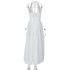 Ladies Summer Evening Party New Fashion Dress Women Sleeveless Backless V-Neck Sexy Birthday  Long Dresses 2025 Woman Streetwear - Otaj Gifts