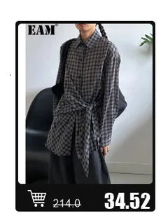 EAM Women Black Irregular Slit Big Size Trench New Stand Collar Long Sleeve Windbreaker Fashion Spring Autumn 2025 1DH0755 - Otaj Gifts