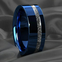 Fashion 8mm Men Stainless Steel Rings Inlay Meteorite Abalone Shell Rings For Men Women Wedding Engagement Band Jewelry Gift - Otaj Gifts