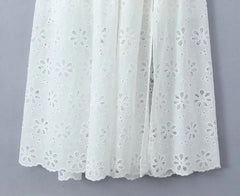 White Dress Women Halter Cotton Long Dress Lace Elegant Party Outfits - Otaj Gifts