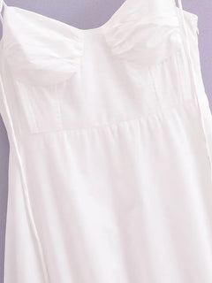 White Dress Women Halter Cotton Long Dress Lace Elegant Party Outfits - Otaj Gifts