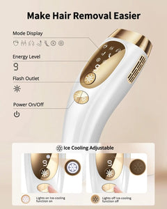 IPL Hair Removal Unlimited Flashes Laser Ice-Cooling Painless Whole Body Treament Safe & Effecctive Home Beauty Device Men Women - Otaj Gifts