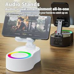 New Cell Phone Holder Stand With LDE Light Bluetooth Speaker Adjustable Tablet Bracket Support Portable Wireless Loudspeaker - Otaj Gifts