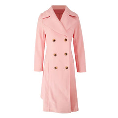 Women Trench New Autumn Winter Pink Coat Fashion Streetwear Suit Collar Button Elegant Lady Coat Trench Slim Versatile Clothing - Otaj Gifts