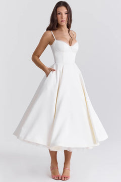 Summer Long Evening Dress Elegant Spaghetti Strap Corset Satin Prom Dress - Otaj Gifts
