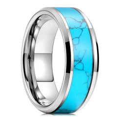 Fashion 8mm Men Stainless Steel Rings Inlay Meteorite Abalone Shell Rings For Men Women Wedding Engagement Band Jewelry Gift - Otaj Gifts