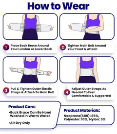 Lower Back Brace with 6 Stays Anti-skid Orthopedic Lumbar Support Breathable Waist Support Belt for Men Women Gym Pain Relief - Otaj Gifts