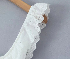 White Dress Women Halter Cotton Long Dress Lace Elegant Party Outfits - Otaj Gifts