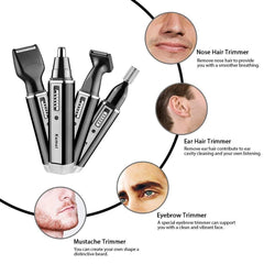4in1 Rechargeable Nose Trimmer Beard Trimmer for Men Ear Eyebrow Nose Hair Trimmer for Nose and Ear Hair Removal Clean Machine - Otaj Gifts