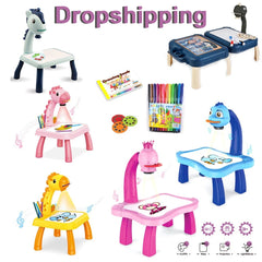 Kids Painting Board Toys Children LED Projector Art Painting Table Desk Arts Toy  Educational Learning Paint Tool Toy For Girl - Otaj Gifts