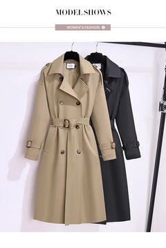 New 2024 Women British Style Windbreaker Streetwear Double Breasted Long Trench Coats Women Elegant Autumn Winter Casual Jackets - Otaj Gifts