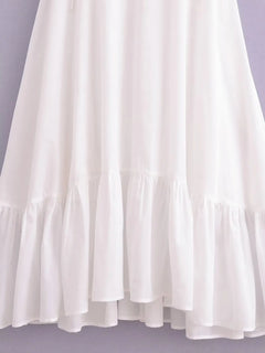 White Dress Women Halter Cotton Long Dress Lace Elegant Party Outfits - Otaj Gifts