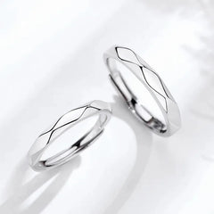1Pair Black White Lozenge Couple Rings Open Ring for Women Men Adjustable Finger Rings Romantic Lovers Anniversary Jewelry Gift - Otaj Gifts