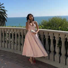 Summer Long Evening Dress Elegant Spaghetti Strap Corset Satin Prom Dress - Otaj Gifts