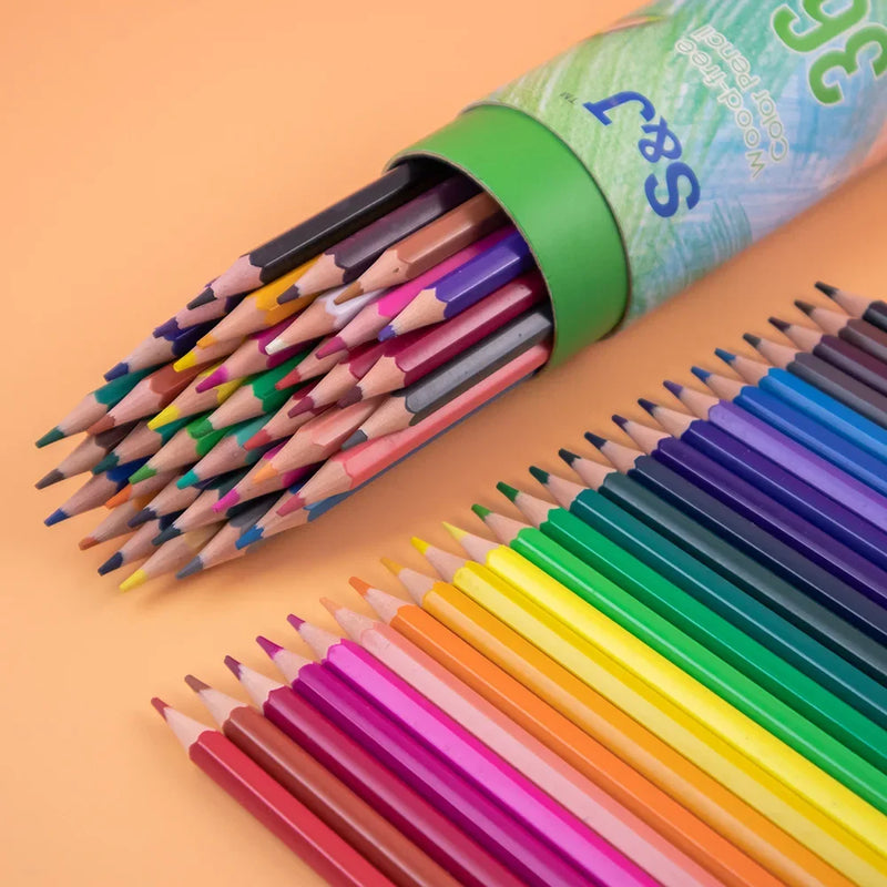 Pretty Barrel 24 Color Pencils Crayons Set for Kids Kawaii Stationery Drawing Colored Pencils for Children Painting Art Supplies - Otaj Gifts