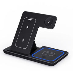 LED Fast Wireless Charger Stand 3 in 1 Foldable Charging Station For iPhone 15 14 13 12 11 Apple Watch 9 8 7 6 5 Airpods Pro - Otaj Gifts