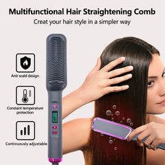 Electric Hot Comb Multifunctional Straight Hair Straightener Comb Negative Ion Anti-Scalding Styling Tool Straightening Brush - Otaj Gifts