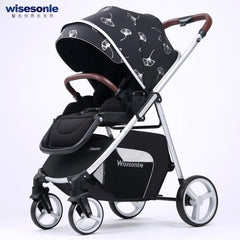 2 In 1 Portable Multifunctional Baby Stroller High Landscape Pram Carriage Basket Baby Carriage Baby Stroller 0 To 3 Years - Otaj Gifts