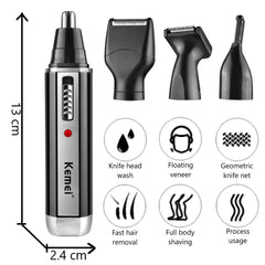 4in1 Rechargeable Nose Trimmer Beard Trimmer for Men Ear Eyebrow Nose Hair Trimmer for Nose and Ear Hair Removal Clean Machine - Otaj Gifts
