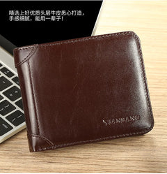 【Genuine Cowhide Leather】ManBang Brand Hot Sale Men's Wallet Luxury Original Short Tri-Fold First Layer Cowhide Purse Business - Otaj Gifts