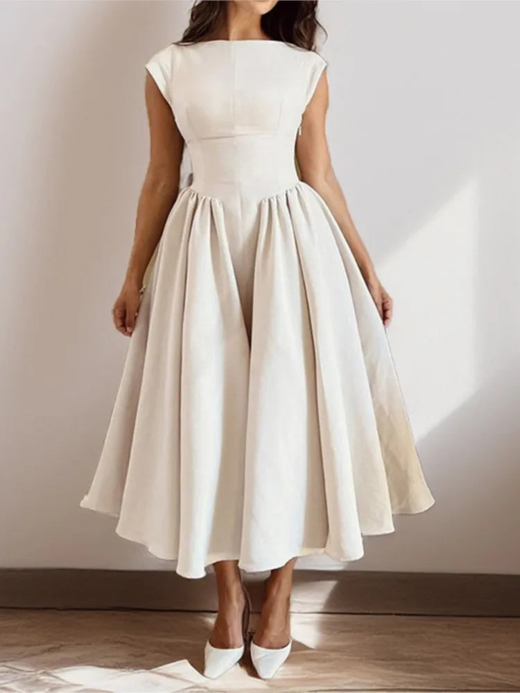 Summer French Fashion Dress Elegant Slim High Waist Sleeveless Back Hollow Dress - Otaj Gifts