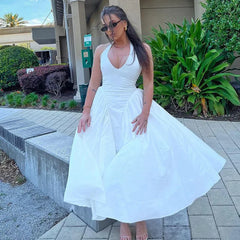 Ladies Summer Evening Party New Fashion Dress Women Sleeveless Backless V-Neck Sexy Birthday  Long Dresses 2025 Woman Streetwear - Otaj Gifts