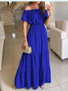 Summer Boho Red Dress Fashion Short Sleeve Beach Long Dress Casual Loose Elegant Holiday Party Dresses For Women Robe Femme 2023 - Otaj Gifts