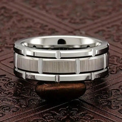 Fashion Silver Color Couple Rings Trendy Stainless Steel Men Rings Cute Women Rhinestones Zircon Rings Set - Otaj Gifts