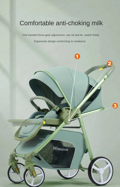 2 In 1 Portable Multifunctional Baby Stroller High Landscape Pram Carriage Basket Baby Carriage Baby Stroller 0 To 3 Years - Otaj Gifts